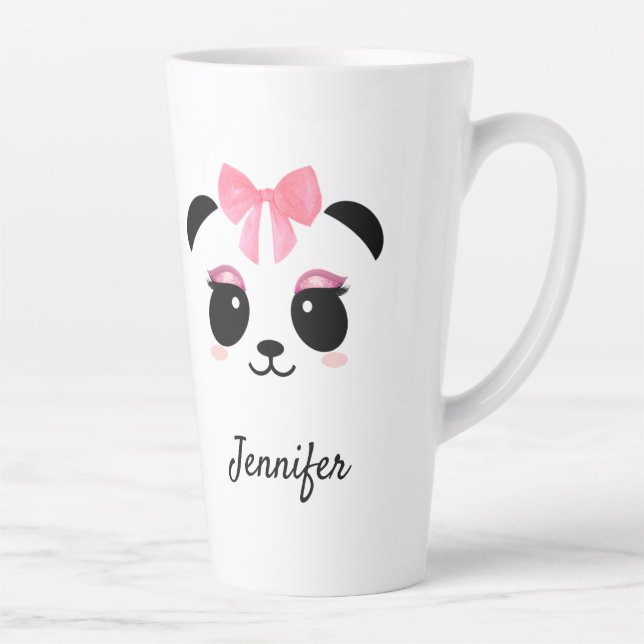 Tasse Latte Kawaii panda mignonette cils personnalisés (Droite)