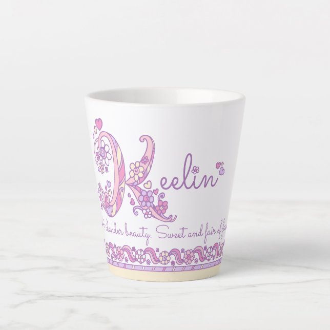 Tasse Latte Keelin lettre K nom signifiant monogramme Latte Mu (Devant)