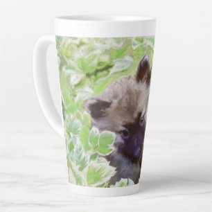 Tasse Latte Keeshond Puppy in the Garden Peinture Art original