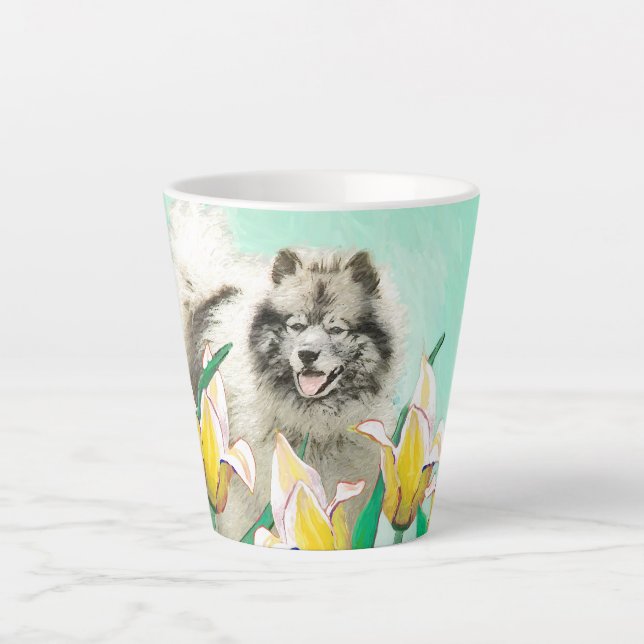 Tasse Latte Keeshony in Tulips Peinture mignonne Original Chie (Devant)