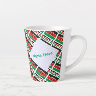 Tasse Latte Kenya Drapeau Kenyan Carrelé Vert Personnalisé Pet