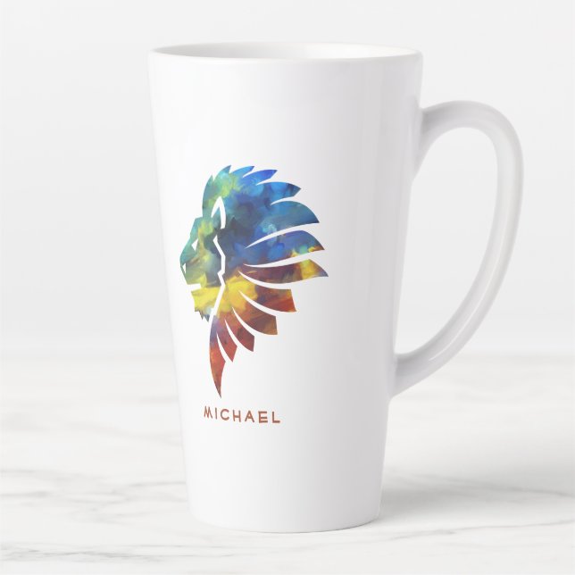 Tasse Latte King of the jungle watercolor name monogram (Droite)