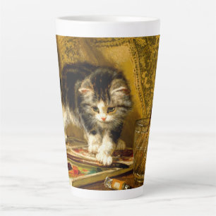 Tasse Latte Kitten avec peinture et brosses