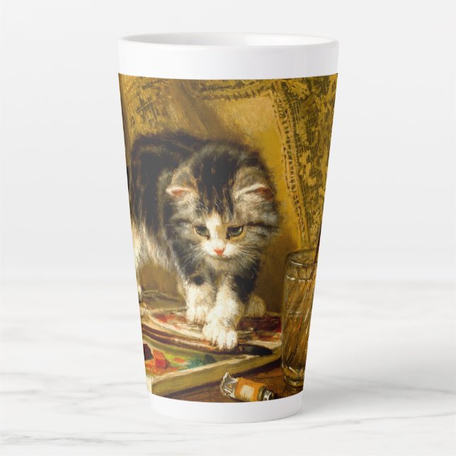 Tasse Latte Kitten avec peinture et brosses (Devant)