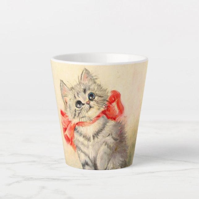 Tasse Latte Kitten avec ruban rouge (Devant)