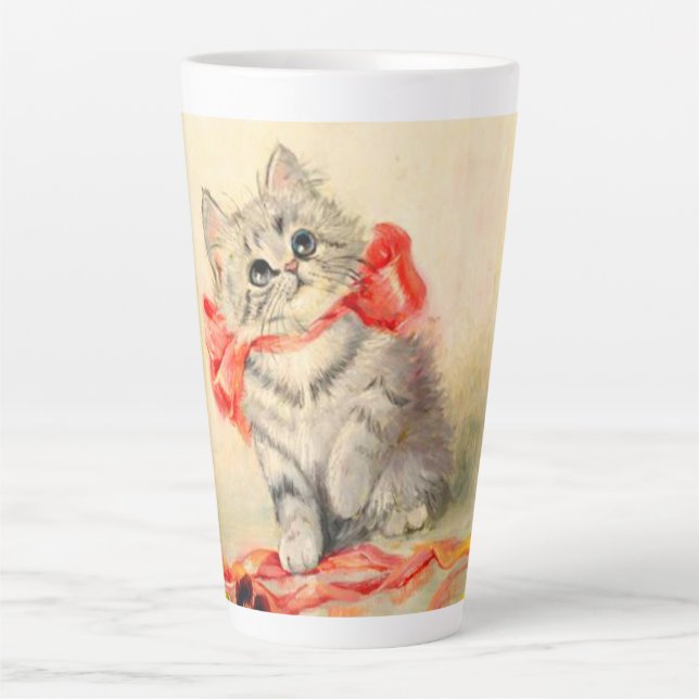 Tasse Latte Kitten avec ruban rouge (Devant)