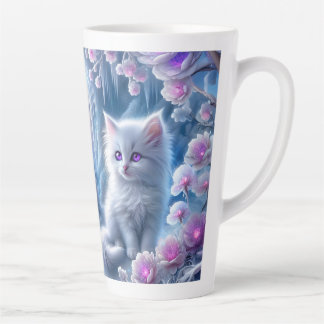 Tasse Latte Kitten blanc dans le royaume des glaces d'Imaginai
