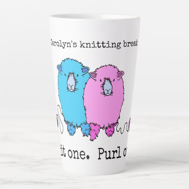 Tasse Latte Knit one purl un mignon mouton personnalisées gran (Devant)