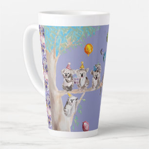 Tasse Latte Koala Aquarelle violet fête d'anniversaire Latte M