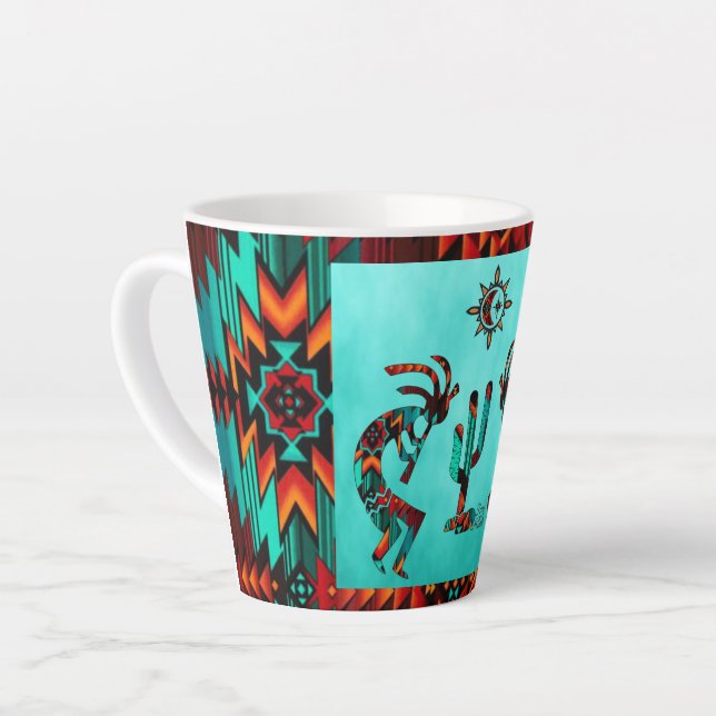 Tasse Latte Kokopelli Et Cactus (Angle gauche)