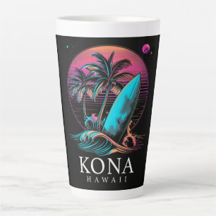 Tasse Latte Kona Hawaï Planche de Surf Hawaïenne Vintage