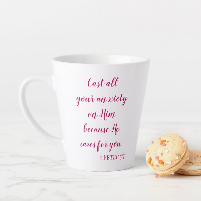 Tasse Latte La Bible Verse Posez Votre Inquiétude sur Lui (En situation)