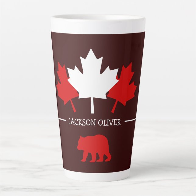 Tasse Latte La Feuille d'érable du Canada, Joyeuse fête du Can (Devant)