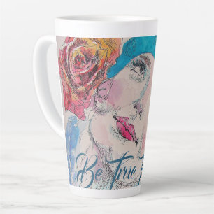 Tasse Latte La Fille Avec La Rose Rouge Soit Vraie Pour Toi La