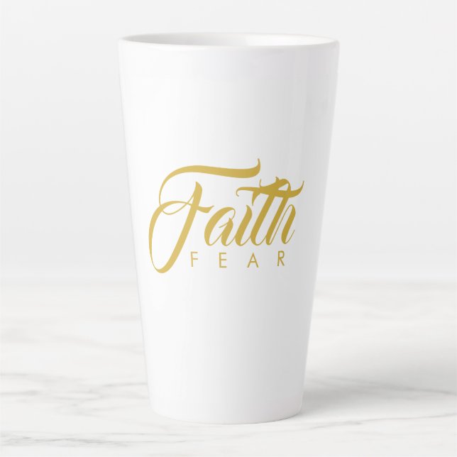 Tasse Latte La foi sur la peur or et blanc (Devant)