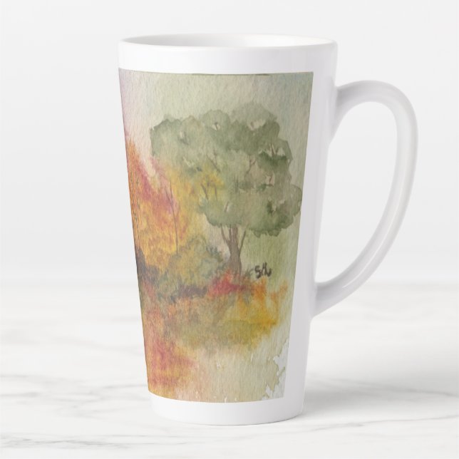 Tasse Latte La forêt d'automne de l'Aquarelle (Droite)