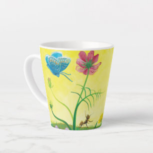 Tasse Latte La fourmi et le papillon sur la prairie Petite muq