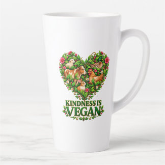 Tasse Latte La gentillesse est végane – Laissez votre cœur cho