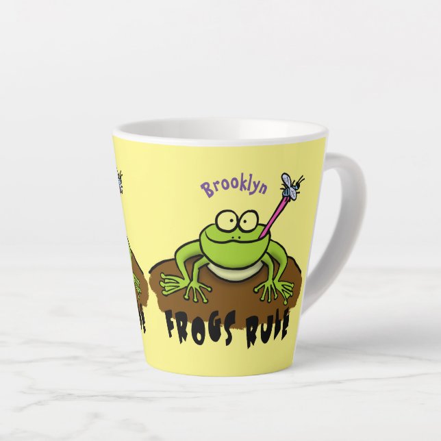 Tasse Latte La grenouille règle drôle dessin de grenouille ver (Angle droit)