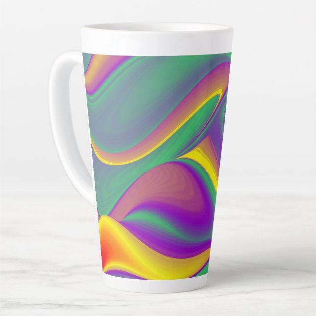 Tasse Latte La magie des couleurs, Rainbowart 3D Abstrait (Angle gauche)
