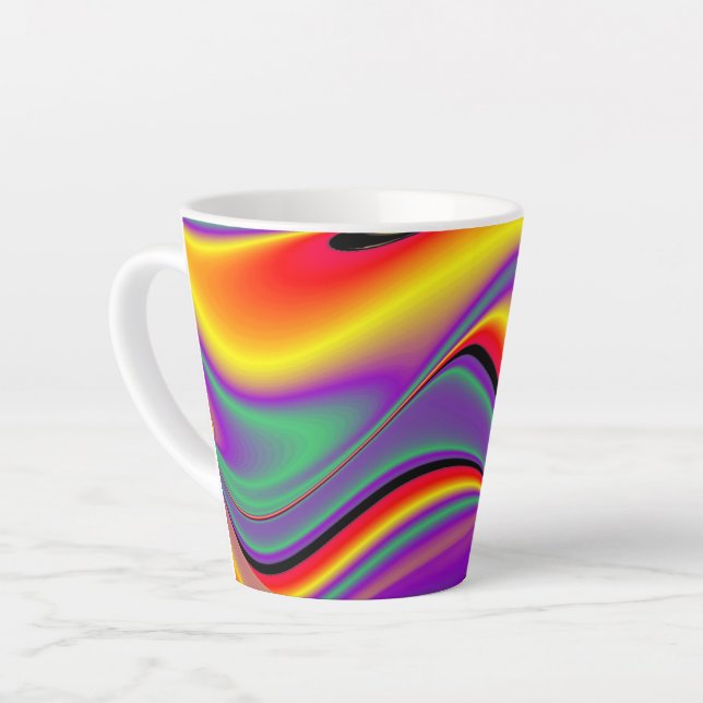Tasse Latte La magie des couleurs, Rainbowart 3D Abstrait (Angle gauche)