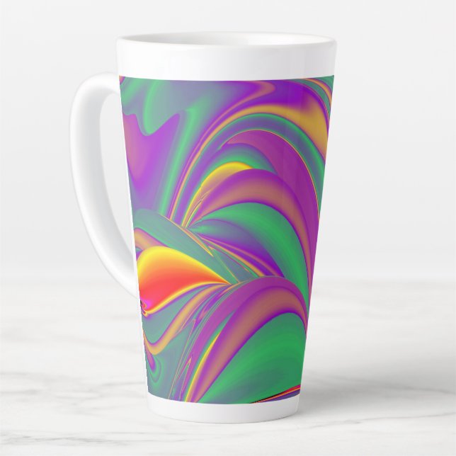 Tasse Latte La magie des couleurs, Rainbowart 3D Abstrait (Angle gauche)