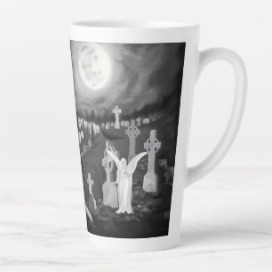 Tasse Latte La nuit sur le cimetière - Angel avec Diable