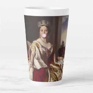 Tasse Latte La reine Victoria souffle une gomme à bulle rose