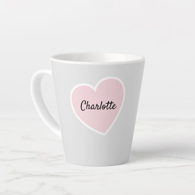 Tasse Latte La Saint Valentin, le coeur rose latte (Angle gauche)