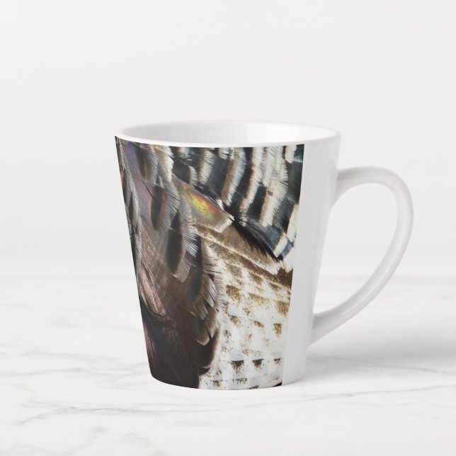 Tasse Latte La Turquie sauvage Plumes I Abstrait Nature Design (Droite)