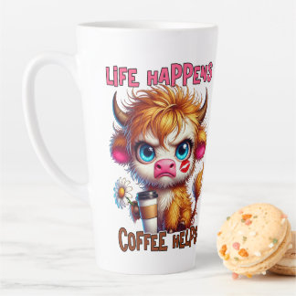 Tasse Latte La vie arrive, le café aide