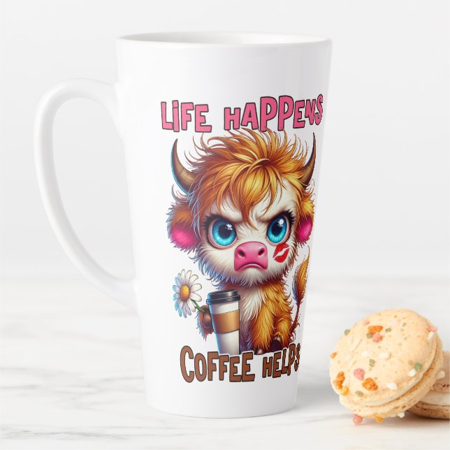 Tasse Latte La vie arrive, le café aide  (En situation)