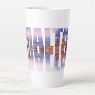 Tasse Latte La vieille ville de La Valette et le port Malte te