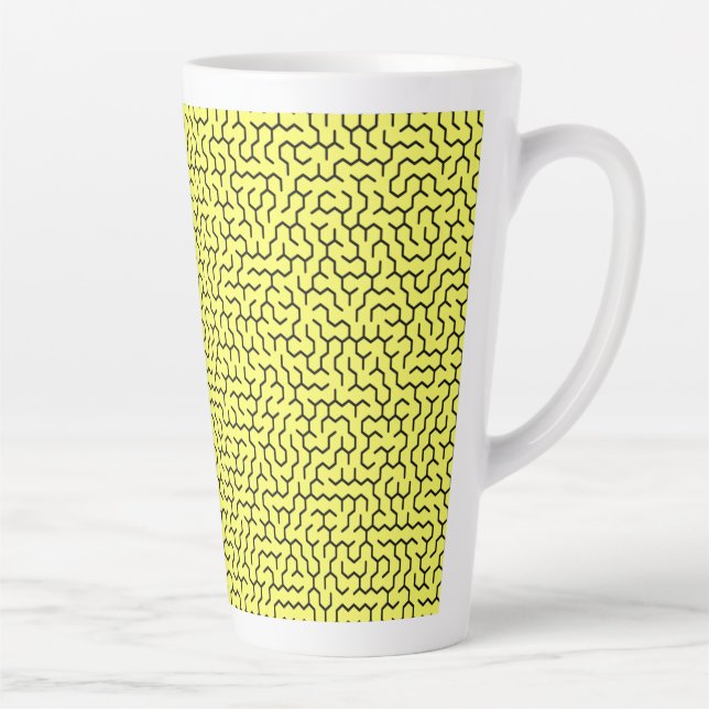 Tasse Latte Labyrinthe Hexagone Jaune (Droite)