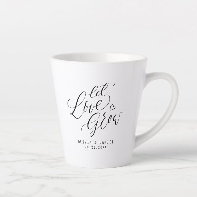 Tasse Latte "Laisser grandir l'amour" moderne calligraphie mar (Droite)
