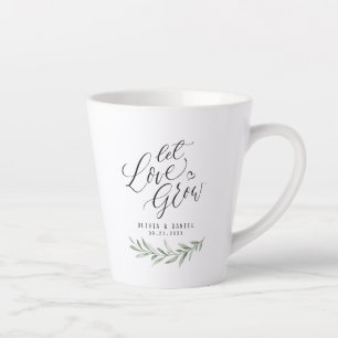 Tasse Latte "Laisser l'amour grandir" calligraphie vert rustiq