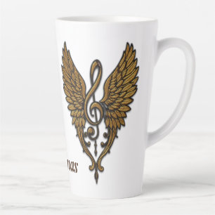 Tasse Latte L'âme de la mélodie, une clef dorée aux ailes.