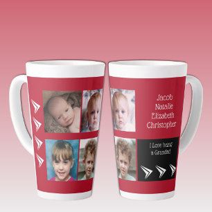 Tasse Latte L'amour noir rouge étant un Grand-Père avec photos