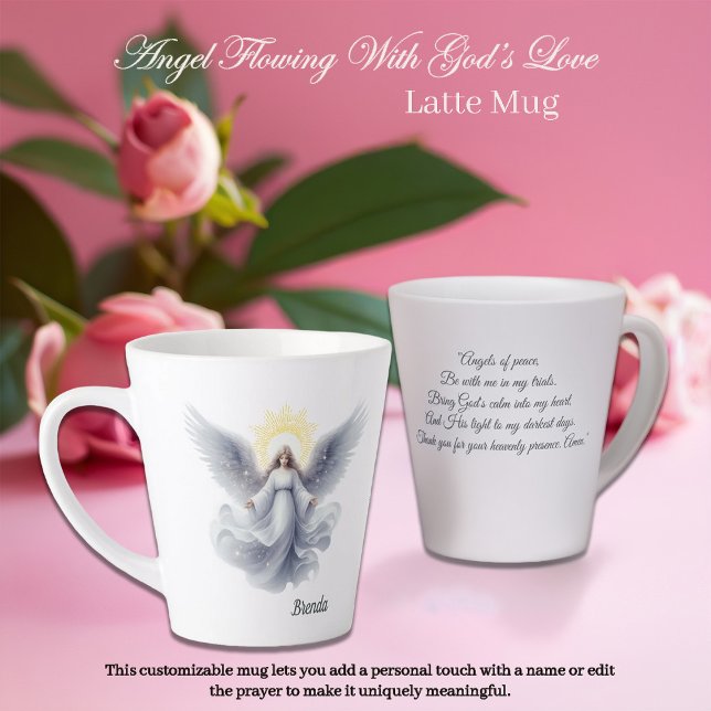 Tasse Latte L'ange qui s'épanouit avec l'amour de Dieu (Créateur téléchargé)