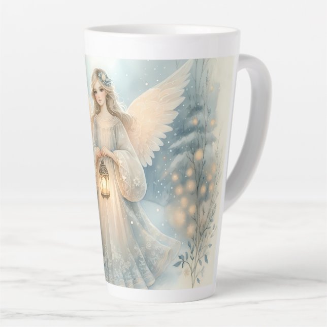 Tasse Latte Lanterne céleste d'ange d'hiver de grâce (Angle droit)