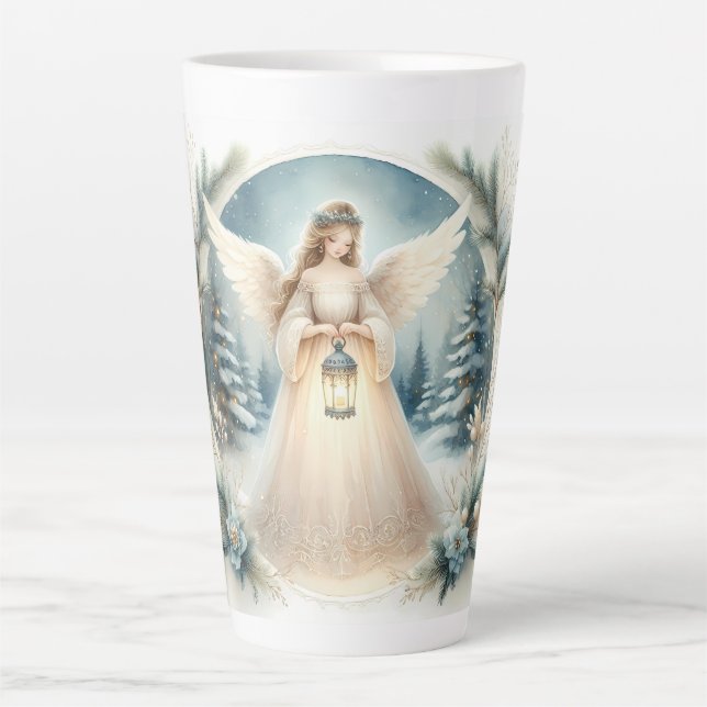 Tasse Latte Lanterne céleste de l'ange d'hiver de l'espoir (Devant)