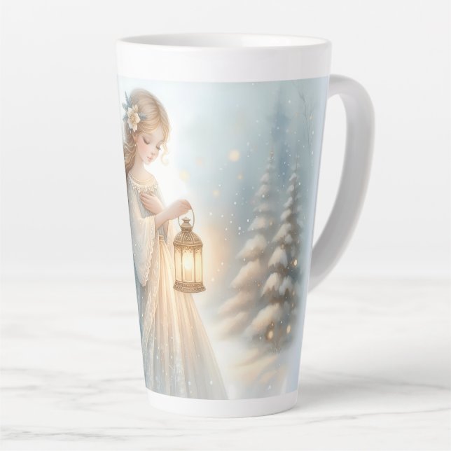 Tasse Latte Lanterne d'ange céleste d'hiver de réconfort (Angle droit)