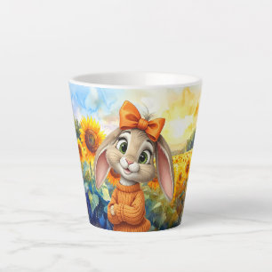 Tasse Latte Lapin aux oreilles tombantes dans un champ de tour