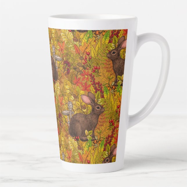 Tasse Latte Lapin d'automne sur ocre (Droite)