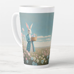 Tasse Latte Lapin de Pâques avec oeufs de Pâques Joyeux Pâques