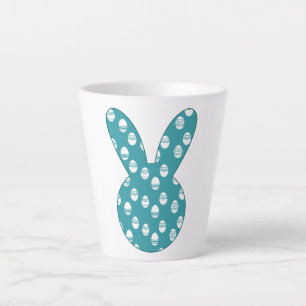 Tasse Latte Lapin de Pâques Bleu Silhouette Graphique d'Oeuf d