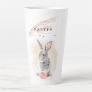 Tasse Latte Lapin de Pâques élégant Joyeuses Pâques Art Aqua