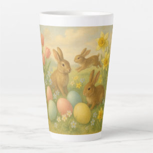 Tasse Latte Lapin de vintage/Œuf de Pâques/Printemps