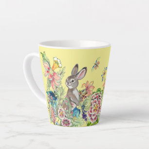 Tasse Latte Lapin Whimsical Chinoiserie Jaune Lapin Floral
