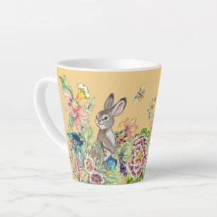 Tasse Latte Lapin Whimsical Gold Chinoiserie Floral Bunny